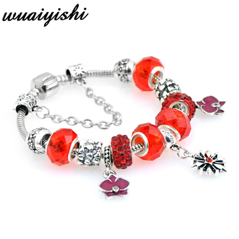 

Wu Aegina Lighting Old Charm Bracelet Bracelet with flower and Love and Women Wedding Jewelry color PSL-0241