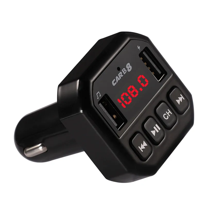 Автомобильный fm-передатчик, Bluetooth 4,2, стерео Mp3 плеер, u-диск, TF карта, цифровой вольтметр, двойной USB 3.1A, зарядное устройство для телефона - Название цвета: black