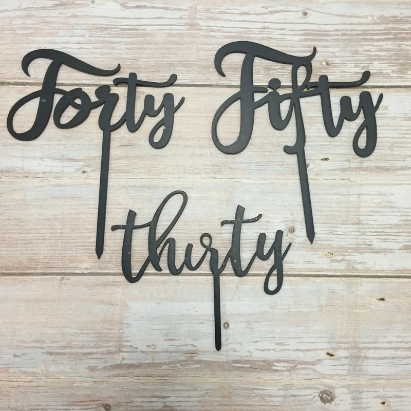 

5pcs cake topper number thirty forty fifty happy birthday cake topper acrylic