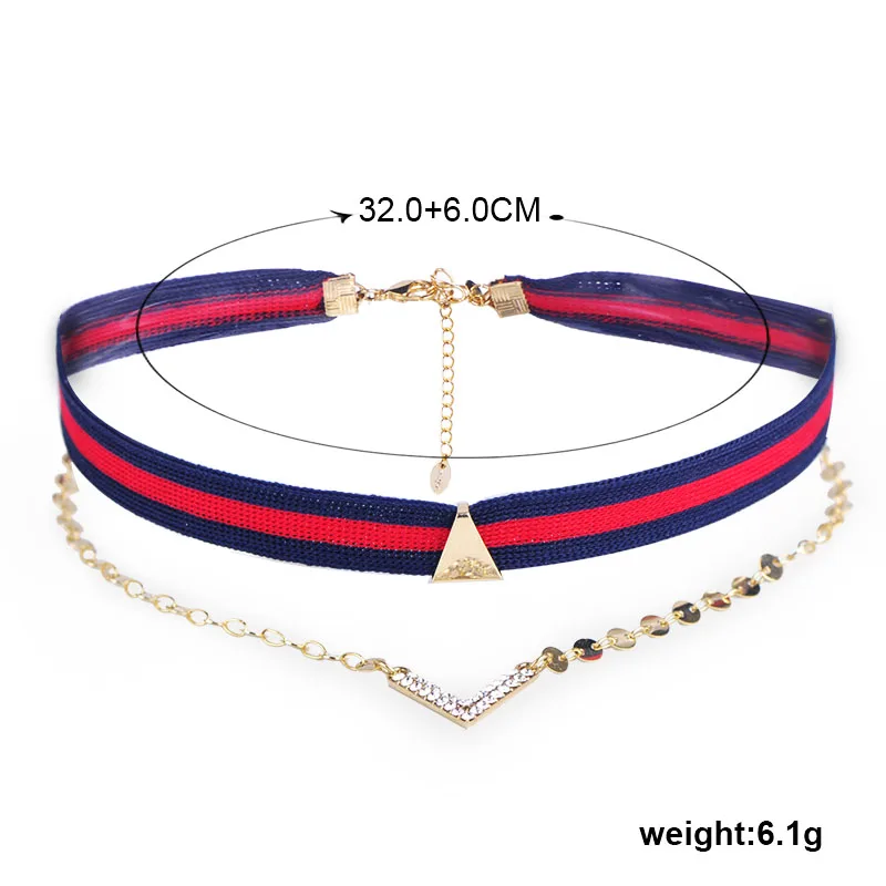 MECHOSEN Письмо v форма кулон колье цепочки и ожерелья в полоску бархатный воротник