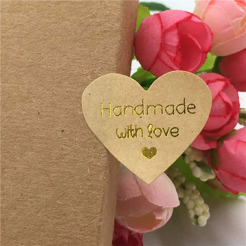100 шт./лот бумажная наклейка ручной работы с любовью Золотой буквой печатный