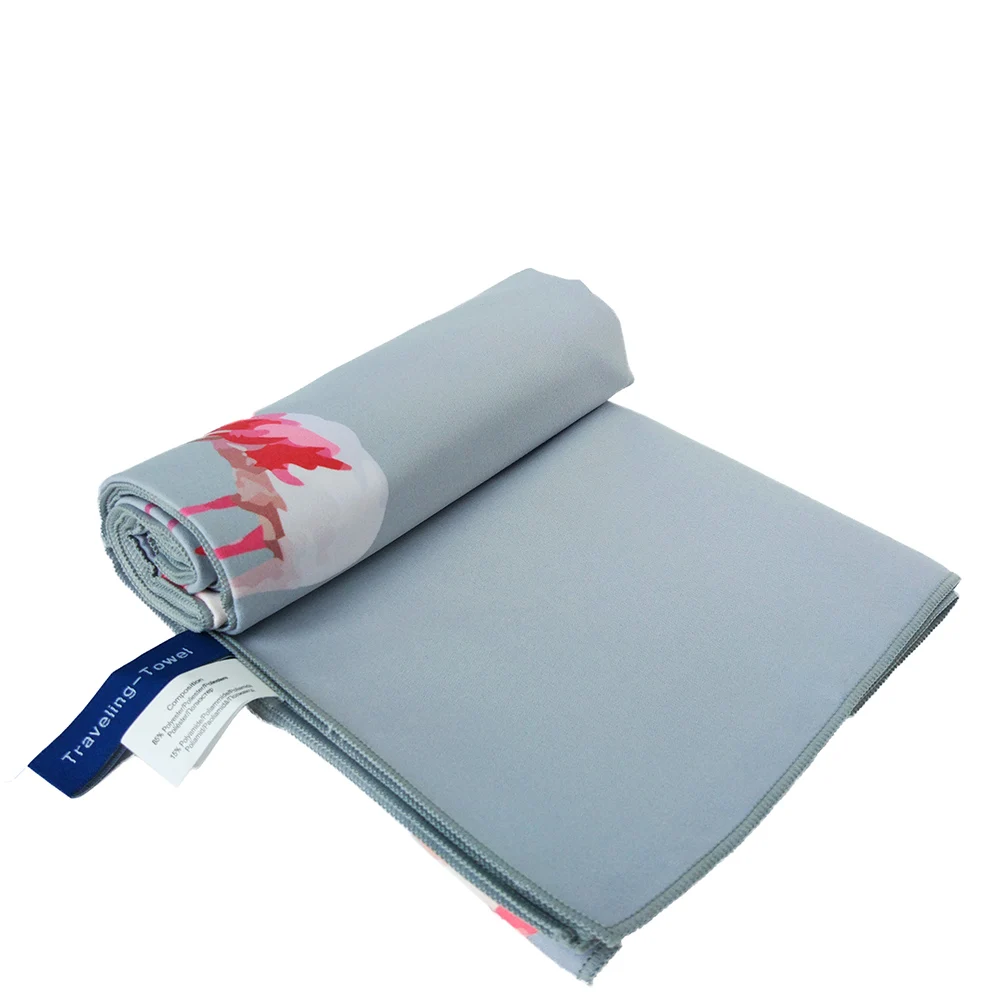 Пляжное полотенце Zipsoft маленькие серые фламинго из микрофибры 75*150 см