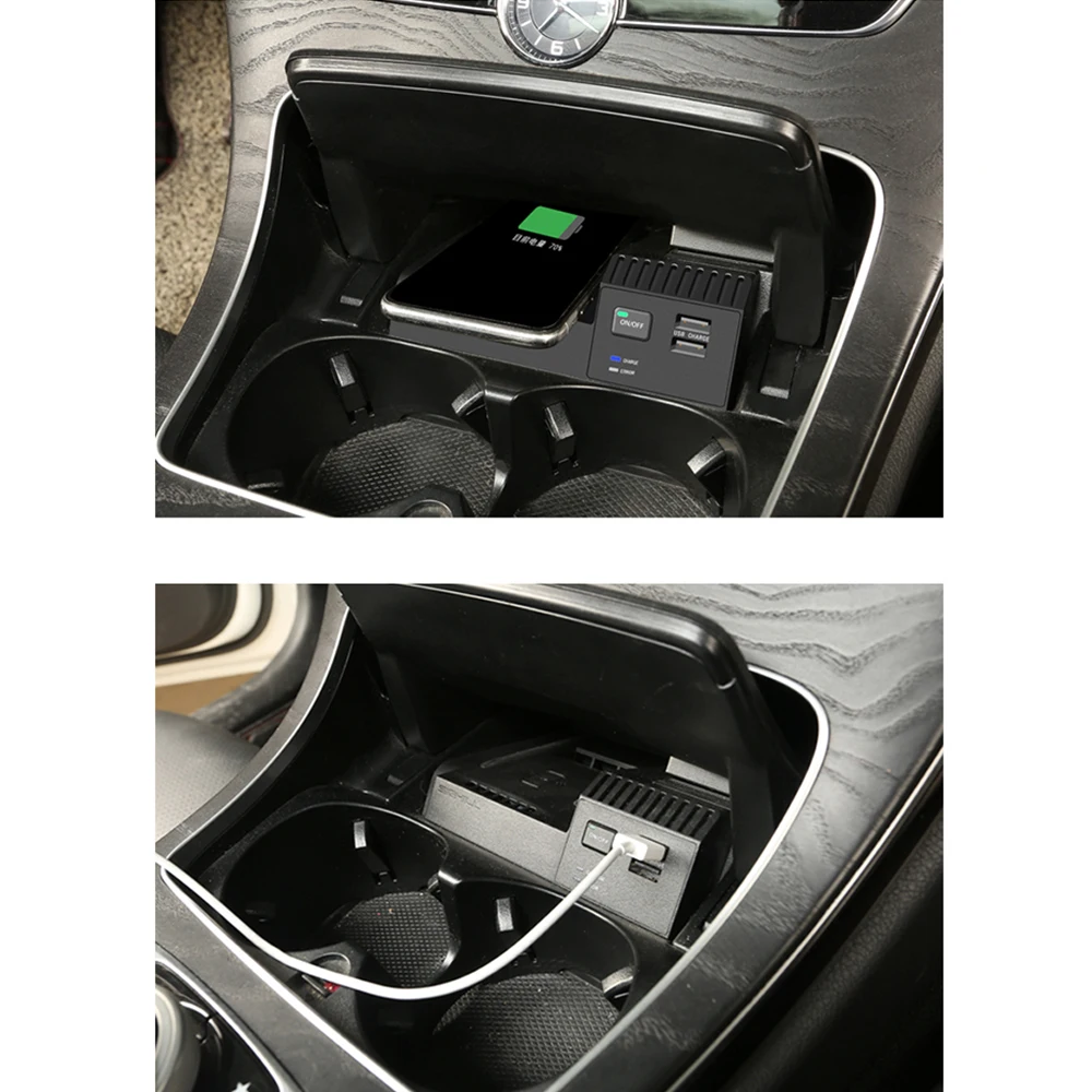 Автомобильное зарядное Qi 10 Вт Беспроводное устройство для Mercedes Benz C200L 2014 ~ 2019 iphone