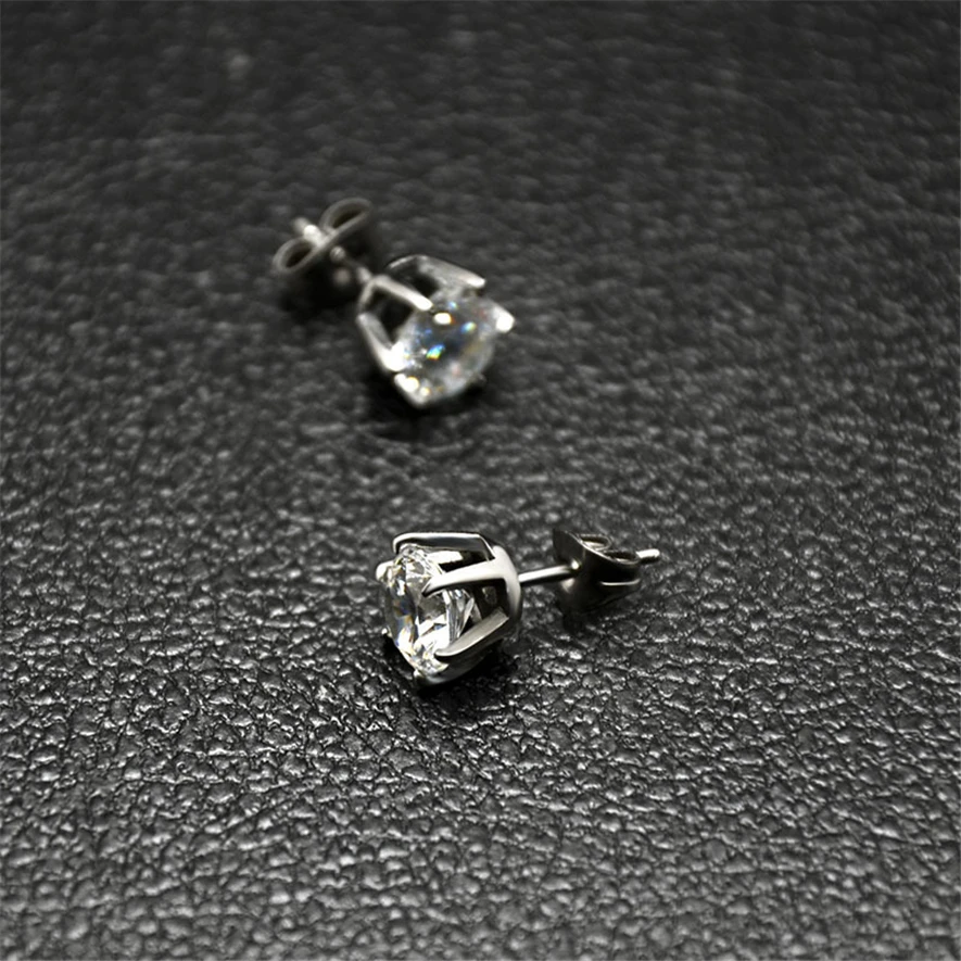 Высокое качество кубического циркония Серьги гвоздики Модные украшения Титан