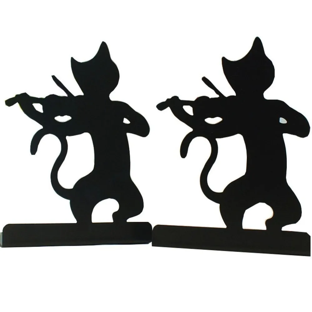 

1 Pair/Lot Cute Funny Cat-Violin-Shaped Iron Kitty Bookend, SL00020