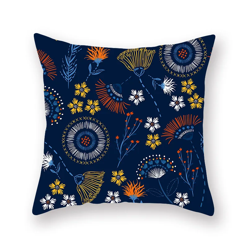 2019 fashion new blue plant flower and grass leaf pillowcase printing polyester cotton car office sofa cushion cover | Дом и сад