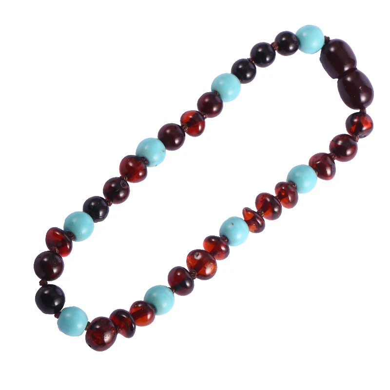 HAOHUPO Янтарный Прорезыватель для зубов браслет/ожерелье ребенка с бирюзой