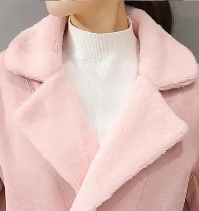 2017 Winter New Lamb Hair Jacket Female Plus Velvet Thick Coat In The Long Paragraph Deerskin Lapel Cotton | Женская одежда