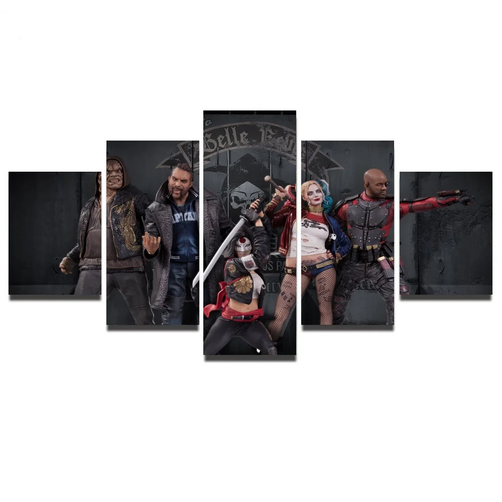 Wall Artwork Home Decor 5 Pieces Squad Superhero Team Paintings Boy Bedroom Modern Frame Canvas Poster Modular Prints Pictures | Дом и сад
