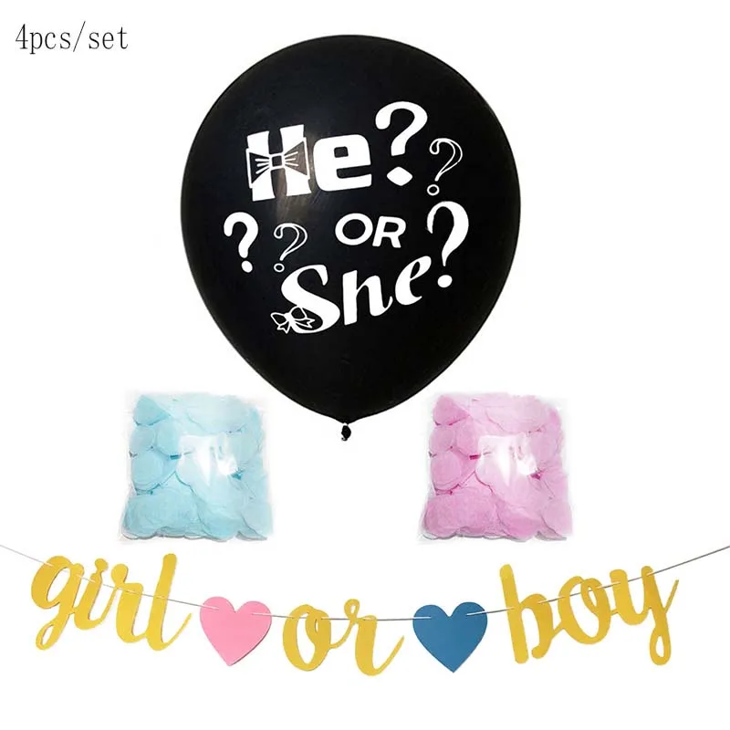 Gender Reveal 7 36 дюймов черный Пол раскрыть шар для маленьких мальчиков или девочек Пол раскрыть вечерние латексные воздушные шары для украшения/воздушные шары конфетти поставки S6XN - Цвет: Gender Reveal 7