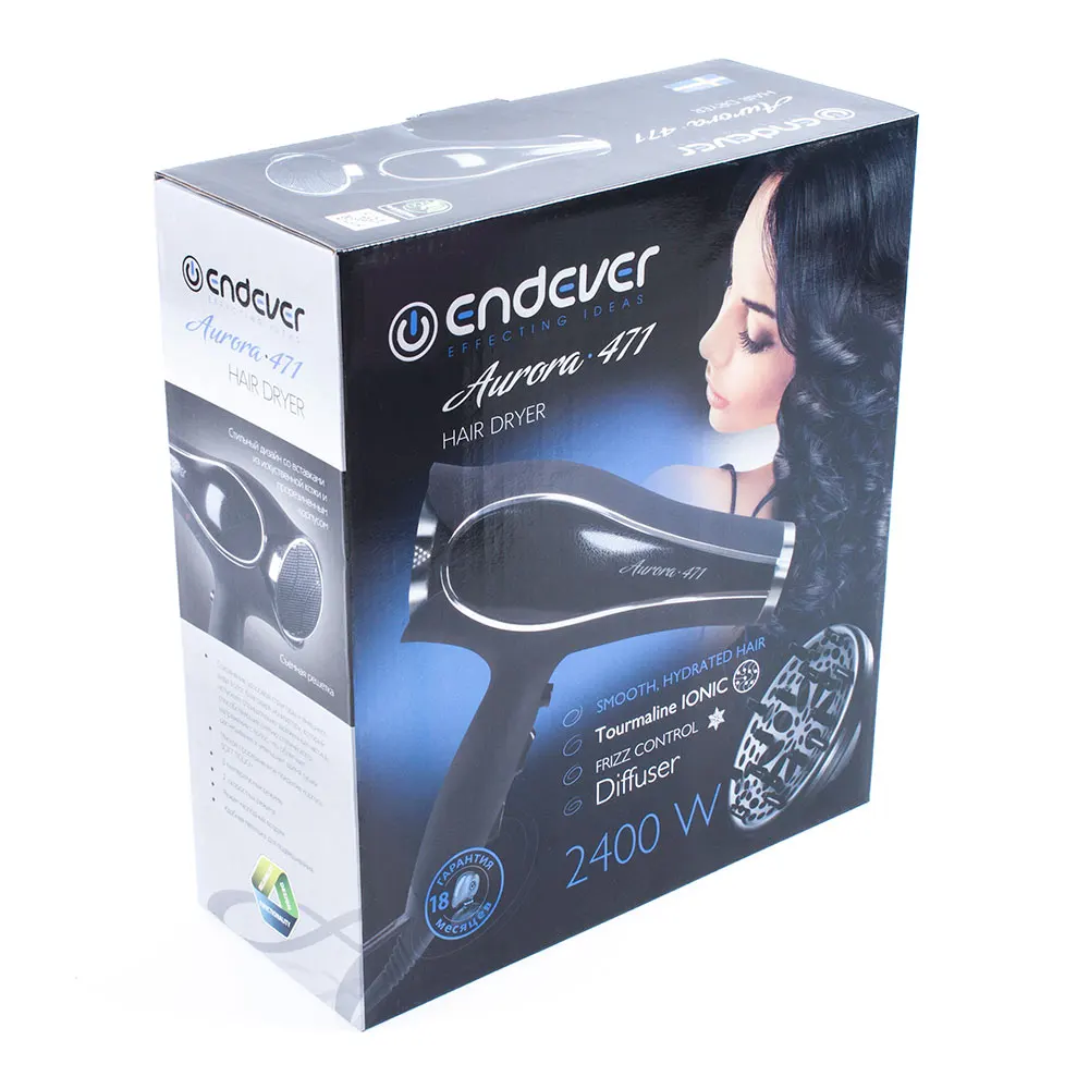 Фен Endever Aurora 471 (Мощность 2400 Вт 3 режима температуры 2 скорости режим холодного