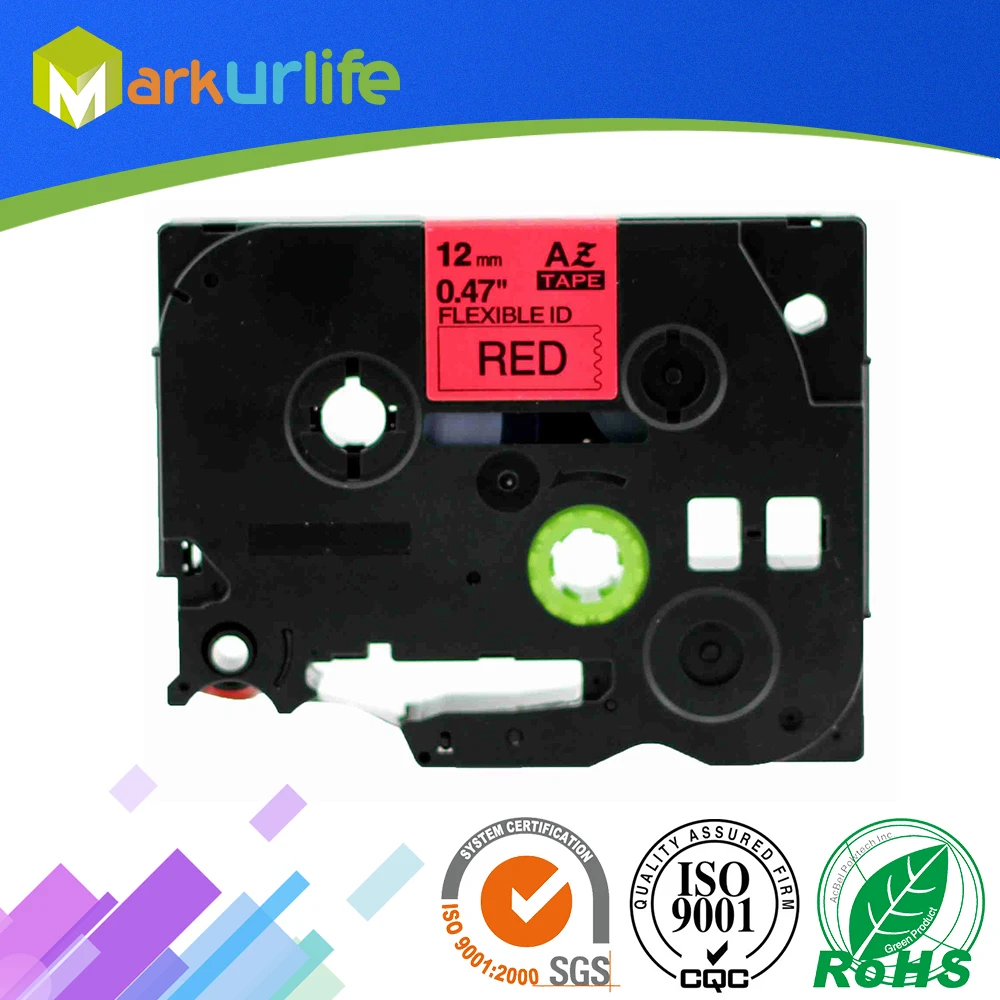 

1 PCS/Lot Flexible ID Tape Compatible for Brother P-Touch Printer Laminated tze tape (12mm*8m) Black on Red TZE-FX431 for Cable
