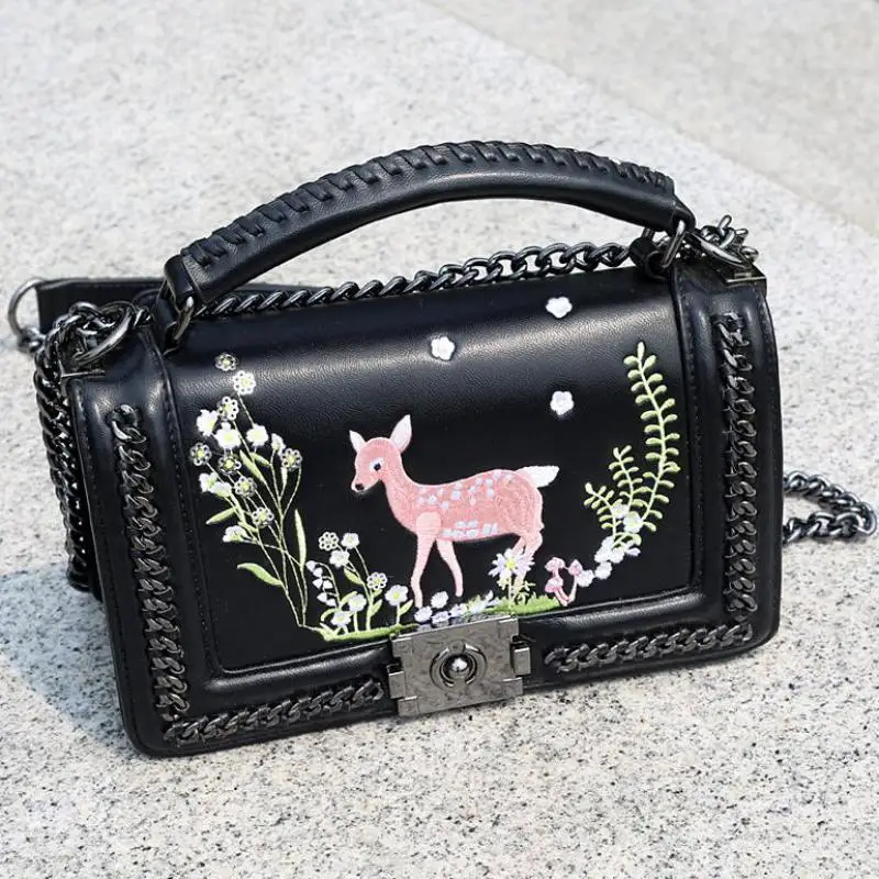 2017 г. Новое поступление женской обуви в Корейском стиле олень вышивка цепи