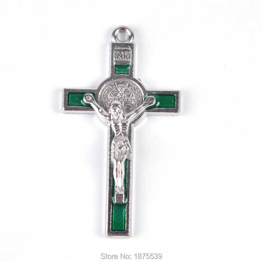 Large Black Green St Benedict Crucifix Pendant 53*29 mm | Украшения и аксессуары
