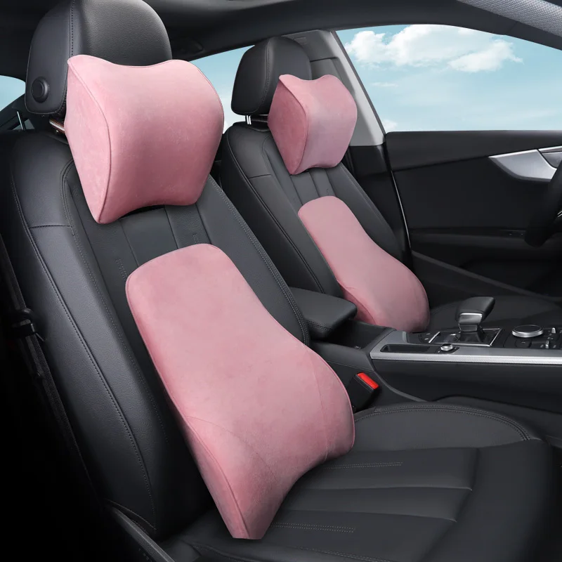 

KKYSYELVA Neck Pillow Lumbar Waist Support Headrest Pillows Back Cushion Seat Supports Memory Foam Seat Covers Auto Accessories