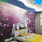 Любой размер росписи Фэнтези фиолетовые цветы дети мультфильм лошадь run личность исследование спальня фон настенная живопись