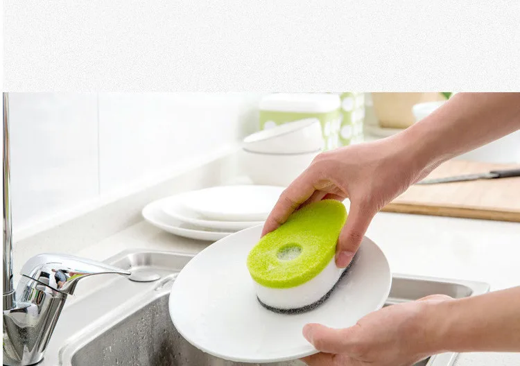 Губка для мытья посуды многофункциональная кухонная губка с держателем чистящих