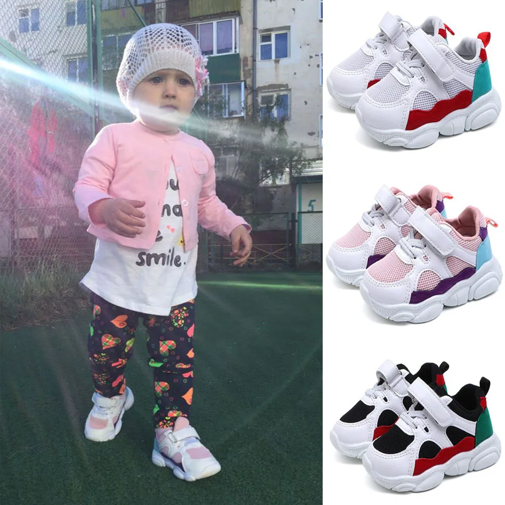 Kids Shoes Boys Girls Sneakers Fashion Colorful Patchwork Design Casual Shoes Hook Loop New Fashion Children Brand Shoes Hot D30