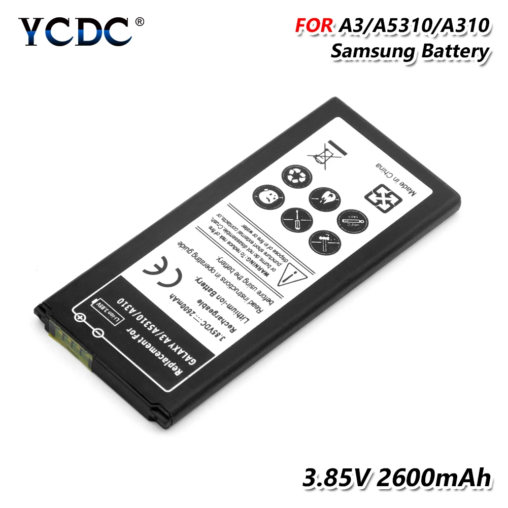 YCDC 1 шт. 3 85 в 2600 мач литиевая аккумуляторная батарея A3/A5310/A310 для Samsung Galaxy SM A310F/SM