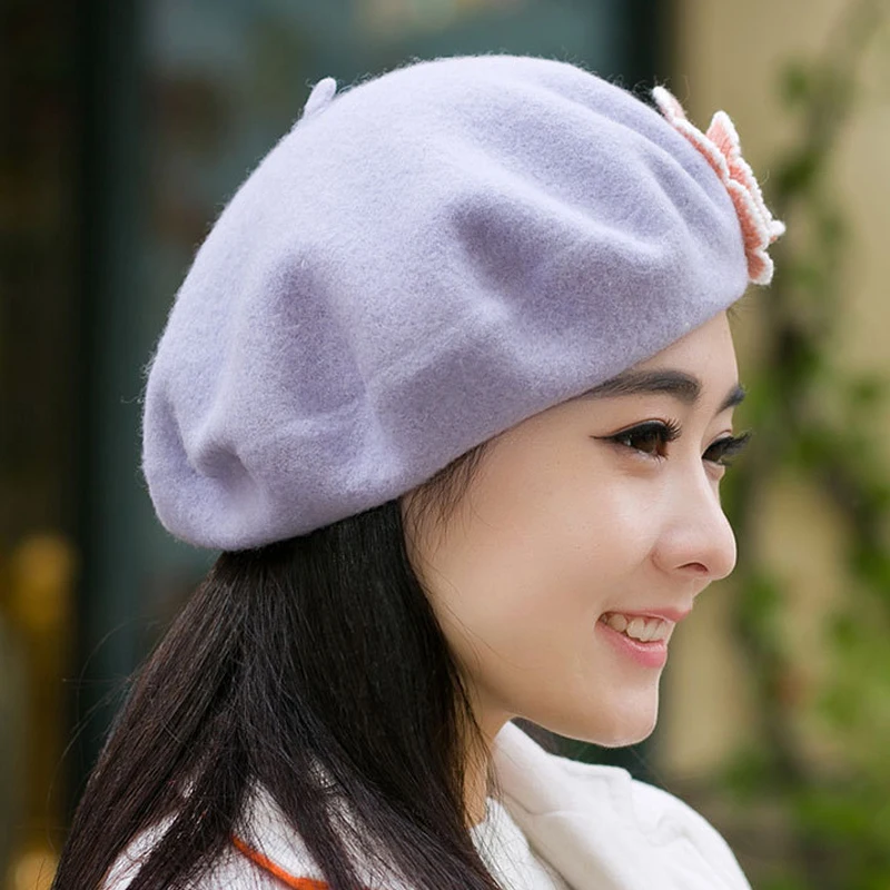 Новинка 2017 модный элегантный женский берет с цветочным принтом из двух частей