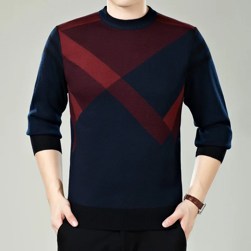 Navy blue 9898 Для мужчин зимний свитер, вязаный, с круглым вырезом; детская одежда на осень-Для Мужчин's Повседневное кашемир Модные пуловеры; Плетеные Теплые Вязание джемпер мужской - Цвет: Navy blue 9898