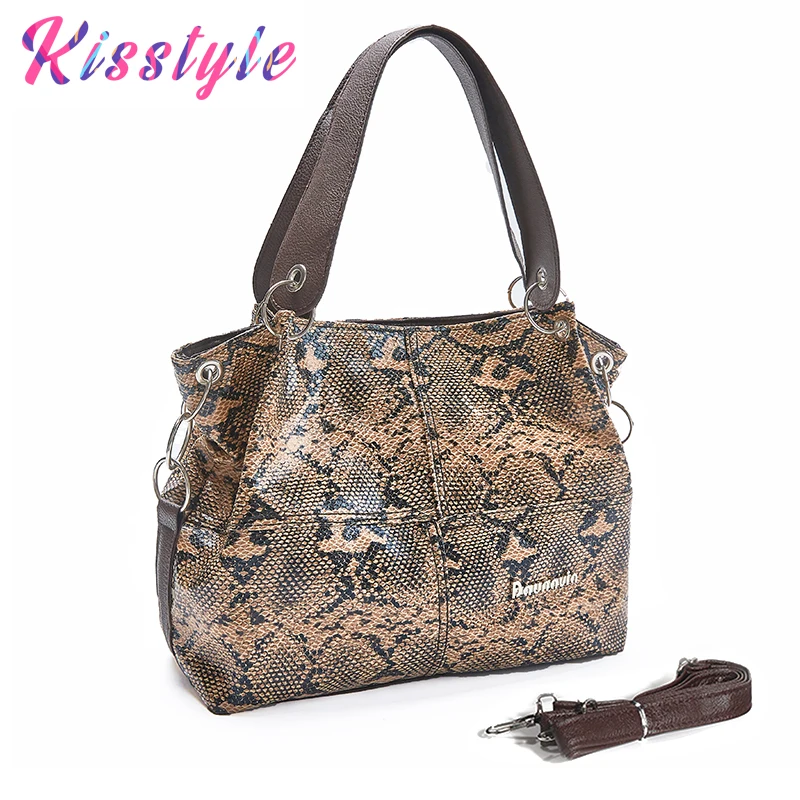 Kisstyle женская сумка на плечо Змеиный узор из искусственной кожи Большая