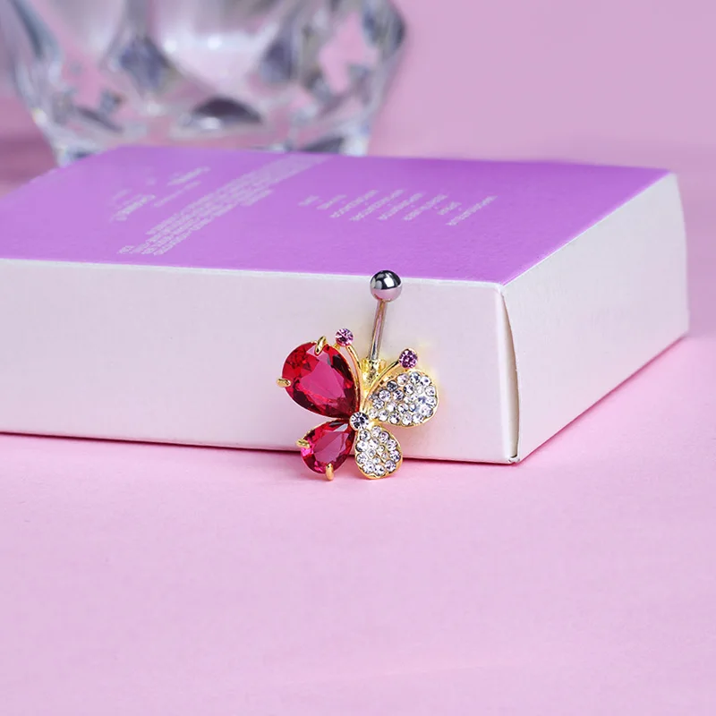 Большие стразы Groot бабочка Перцовый пупок пупка кольцо для живота