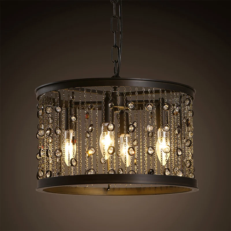 Z американская винтажная светодиодная Хрустальная свеча люстра с железной