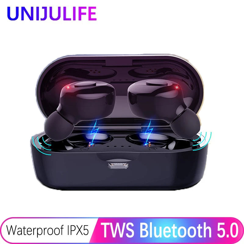 Bluetooth наушники настоящие беспроводные наушники 5,0 TWS наушники-вкладыши IPX5 Водонепроницаемая мини-гарнитура 3D стерео звук спортивный наушник