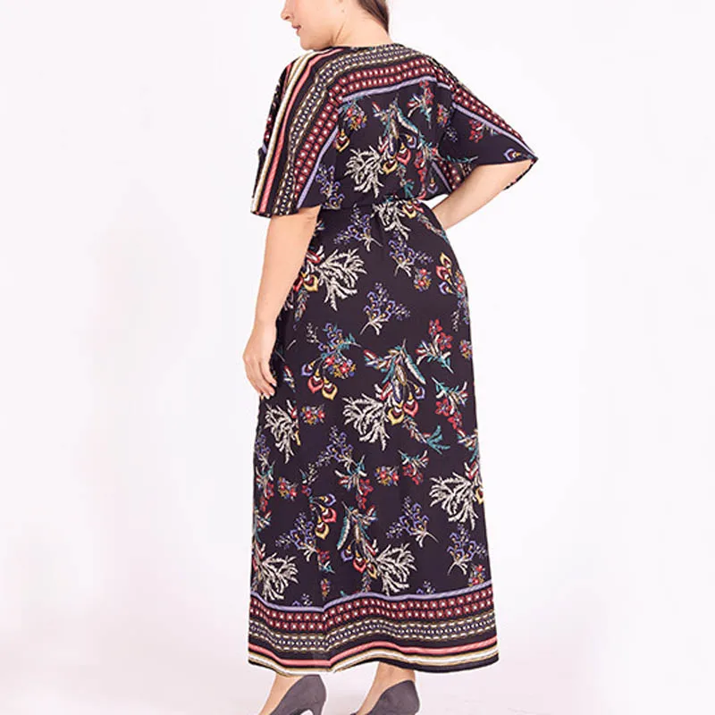 Летнее платье женское плюс размер бюст 152 см 3XL 4XL 5XL 6XL v образный вырез Вечернее