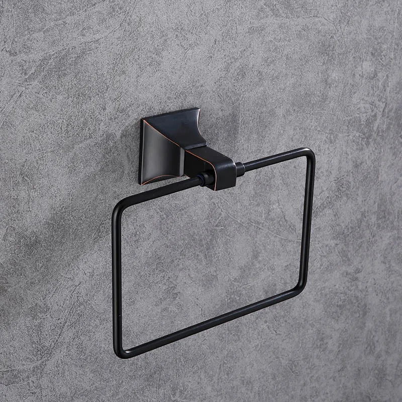 towel ring AOBITE, высокое качество, аксессуары для ванной комнаты, латунный набор, Черный Матовый держатель для бумаги, полотенцесушитель, держатель для зубной щетки, держатель для полотенец 8800 - Цвет: towel ring
