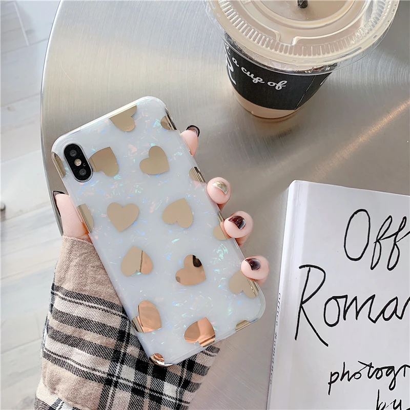 GlamPhoneCase Золотое любовное Сердце чехол для телефона iPhone XS Max XR X 8 plus 7 6 S/6 Plus с