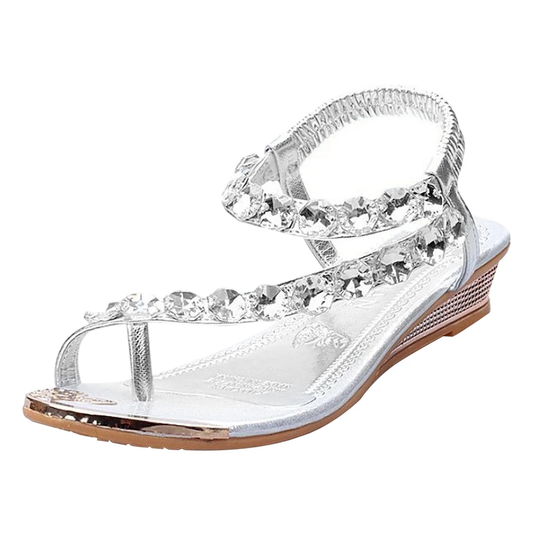 1 пара женские босоножки женская обувь на низком каблуке с блестками Вьетнамки со