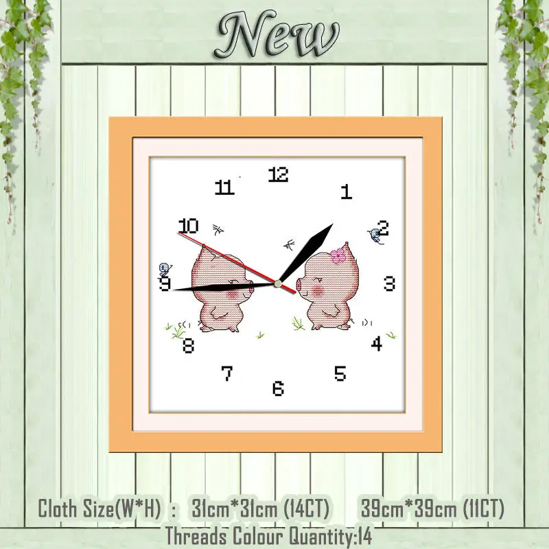 Pig lovers Поросенок, собака, кошка, часы, лицо, животное, Декор, живопись, счетный напечатанный на холсте, рукоделие, Набор для вышивки, DMC 11CT, 14CT, наборы для вышивки крестиком - Цвет: Pig lovers