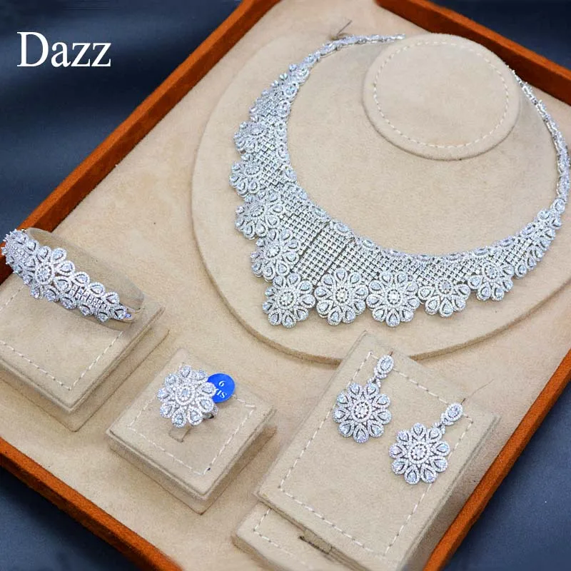 Женский свадебный комплект ювелирных изделий Dazz золотистые Свадебные украшения