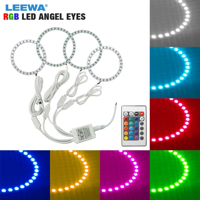 LEEWA 2x90мм 2x110мм автомобильный RGB LED Ангельские Глазки Halo кольцевой свет