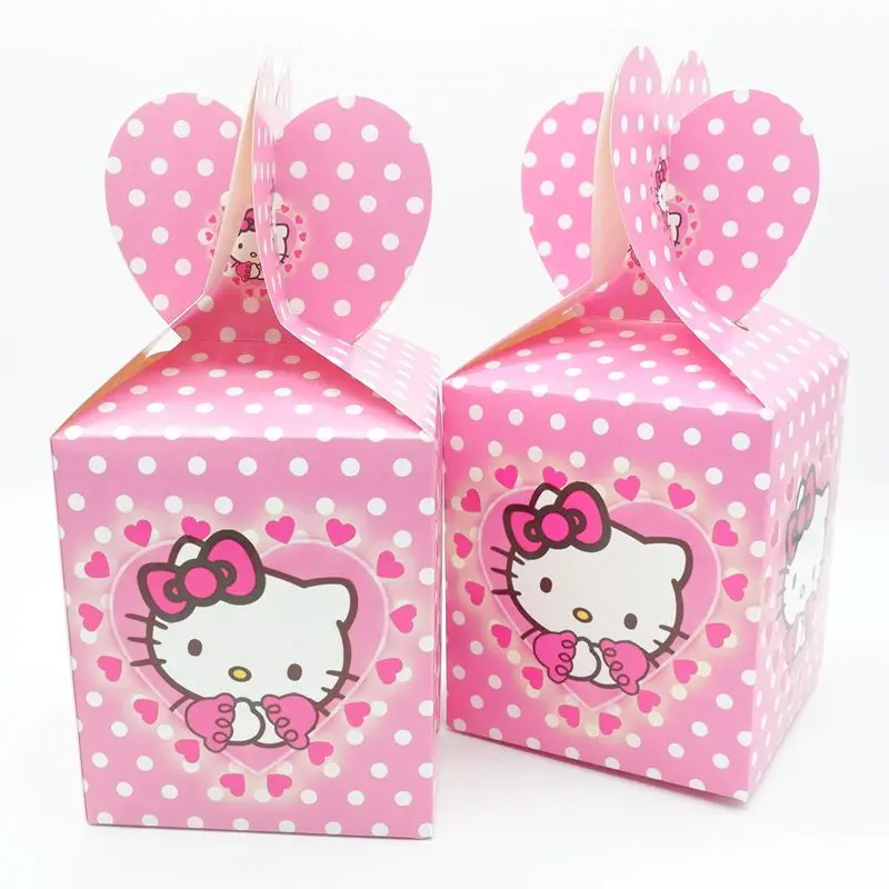 Hello kitty 12 шт. с днем рождения подарок с Unicorn; сумочки карамельных цветов; сумка для Единорог вечерние Baby Shower девочка Бумага конфетная коробка подарочная упаковка вечерние поставки - Цвет: Hello kitty