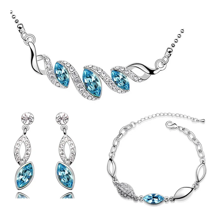 Комплект из колье серёг и браслета с кристаллами|brand jewelry sets|fashion setjewelry sets |