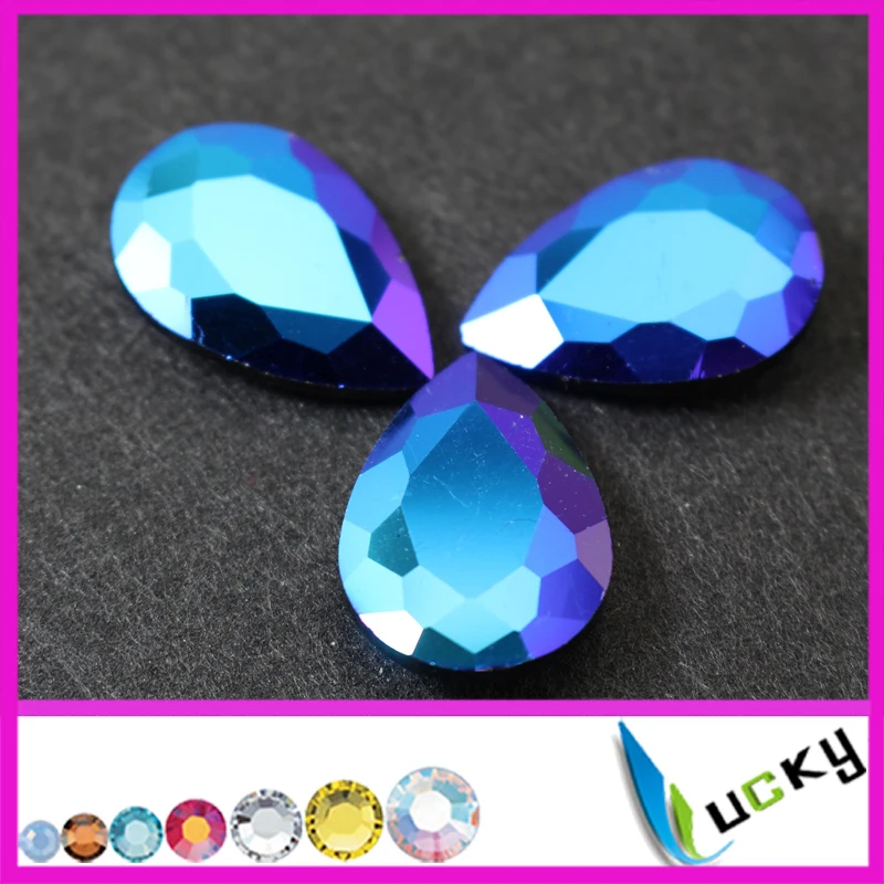 Струйный цвет с цветной окантовкой стразы 20x30 мм грушевидной формы