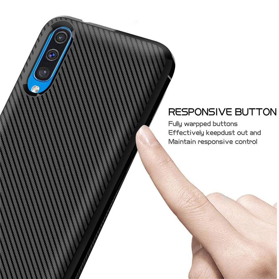 Чехол для Samsung Galaxy A50 мягкий силиконовый ударопрочный чехол из углеродного