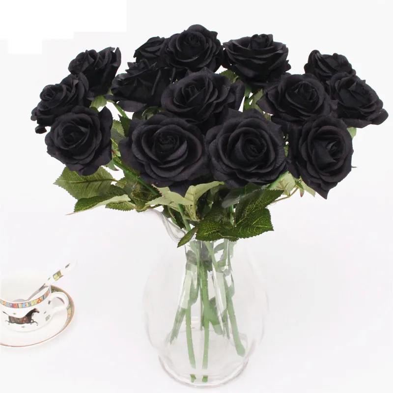 Искусственный букет из черных роз невесты свадебный на новый год День Святого