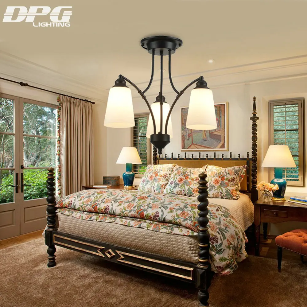 Современная черная люстра из железа освещение для дома стеклянная спальни