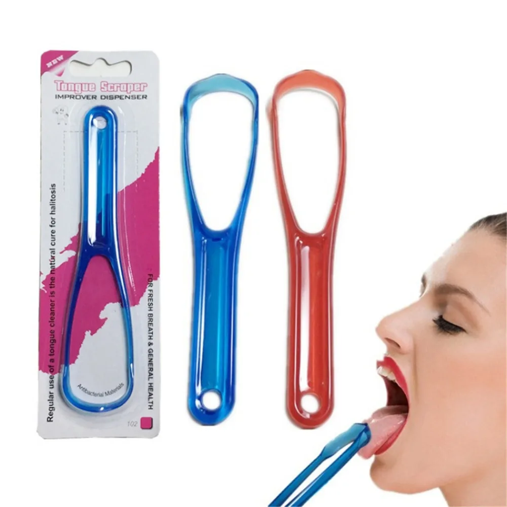 

1Pcs Fashion Tongue Cleaner Bad Breath New Hot Away Hand Scraper Brush Handle Oral Hygiene Dental Care Cleaning