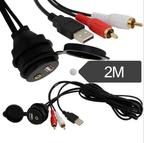 USB водонепроницаемый кабель автомобиль аудио инструмент установки линии USB/Aux RCA 2