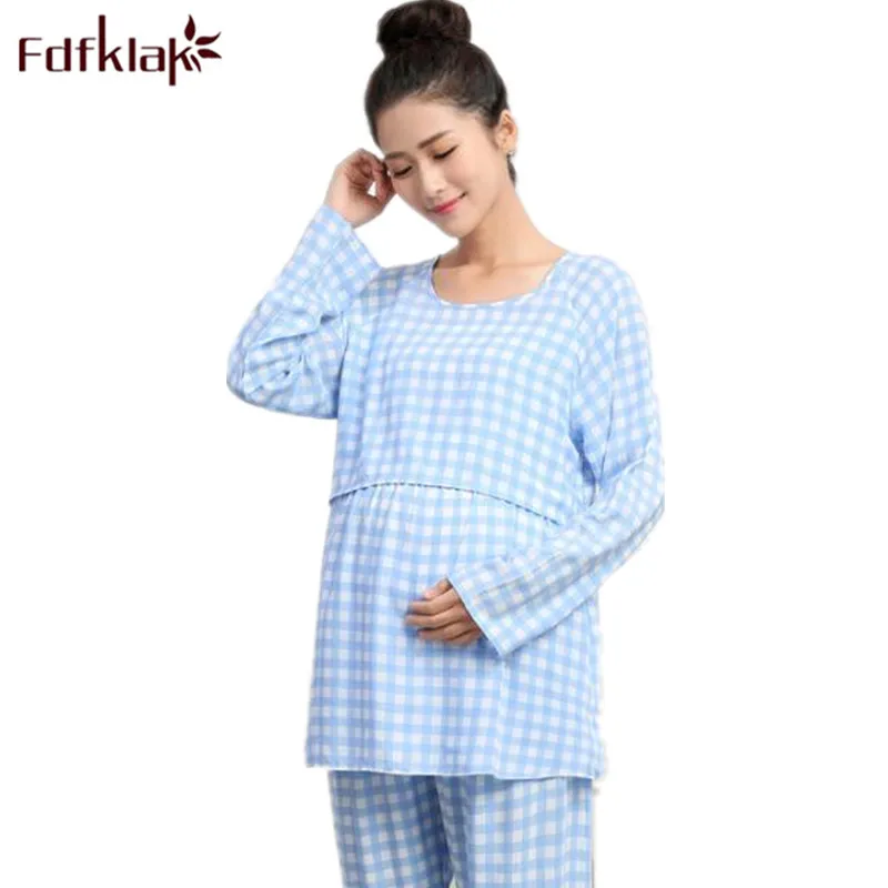 Весенне летние клетчатые костюмы для грудного вскармливания Fdfklak пижама