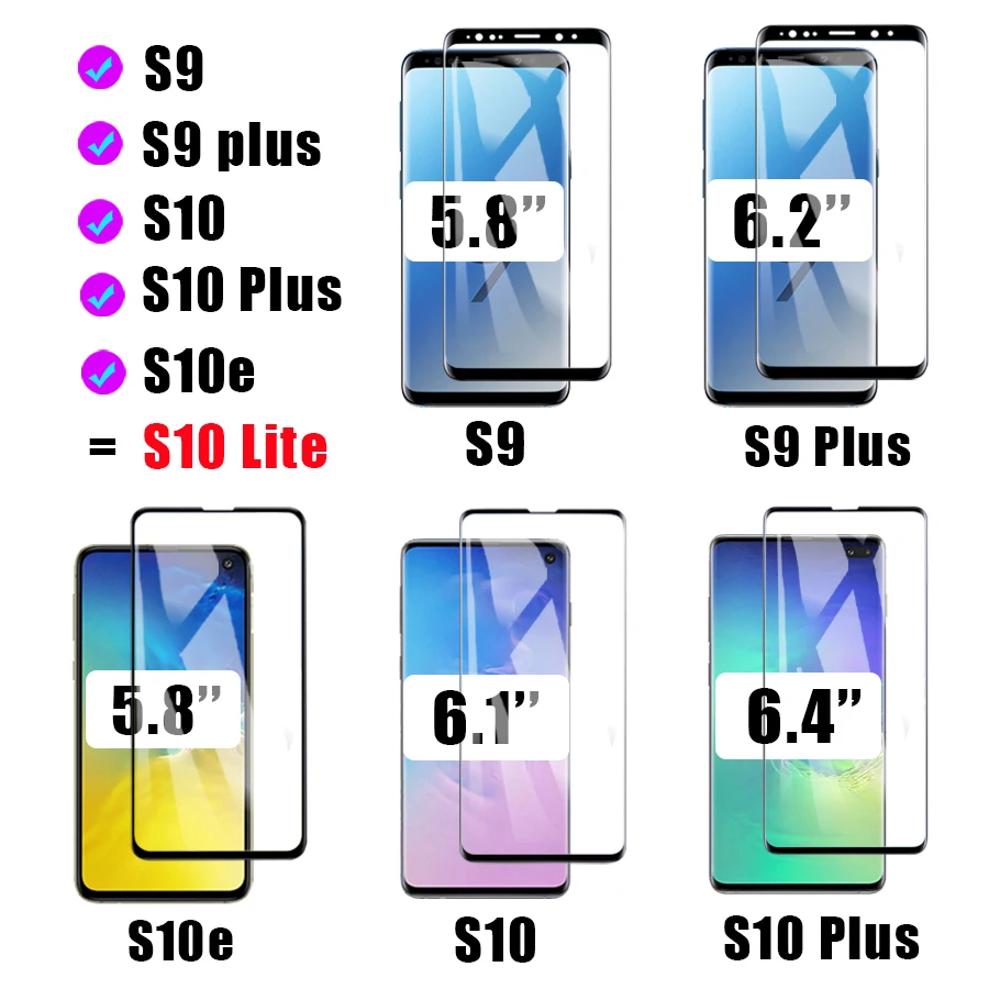 Закаленное защитное стекло для Samsung galaxy s10 s10e s9 plus 10 s 9s|Защитные стёкла и плёнки