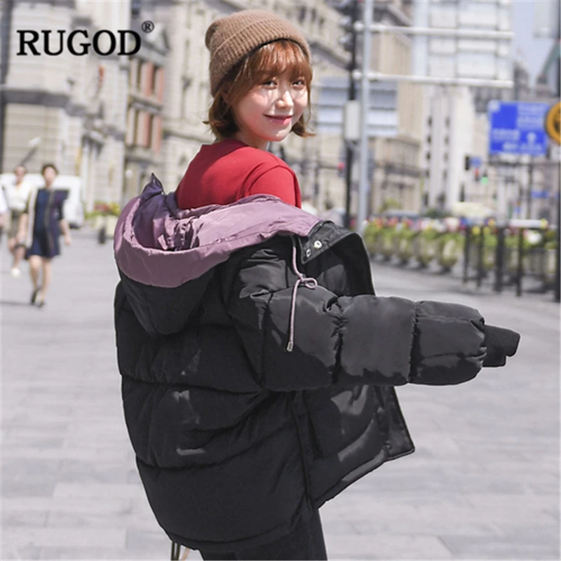 RUGOD 2019 новое осенне зимнее женское хлопчатобумажное пальто оверсайз с капюшоном