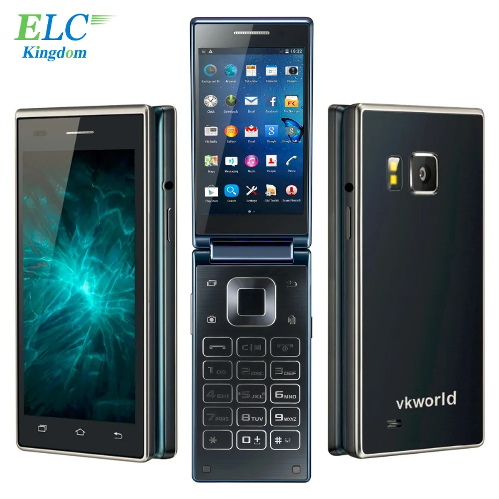 Оригинал VKworld T2 3 Г WCDMA Флип Мобильный Телефон 4.0 'ɺndroid 5.1 MTK6580 Quad Core Dual SIM 1 RAM 8 ROM