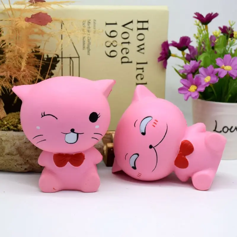 1PC Lovely Expression Pink Cat Squeeze Toys Soft Stress Reliever Cartoon Collection Gift Anti-stress Squishy Toy Christmas |