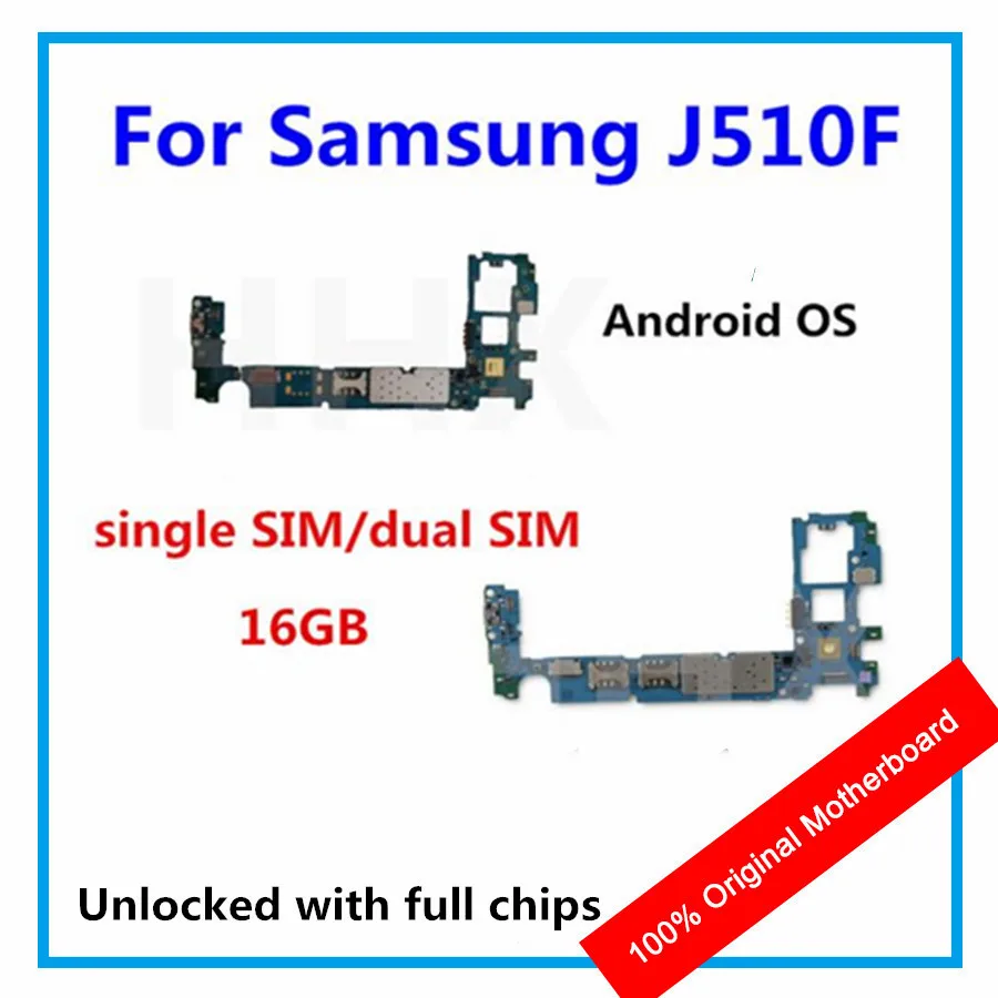 Для samsung Galaxy J5 J510F основная логическая плата разблокированная одна/две sim-карты оригинальная материнская плата ОС Android с чипами